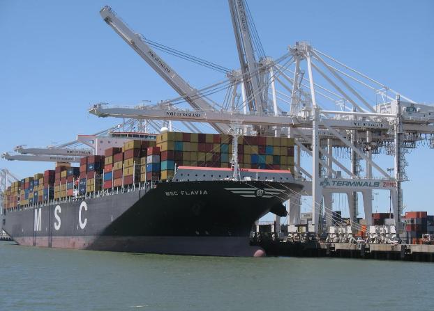 Cargo ship at dock