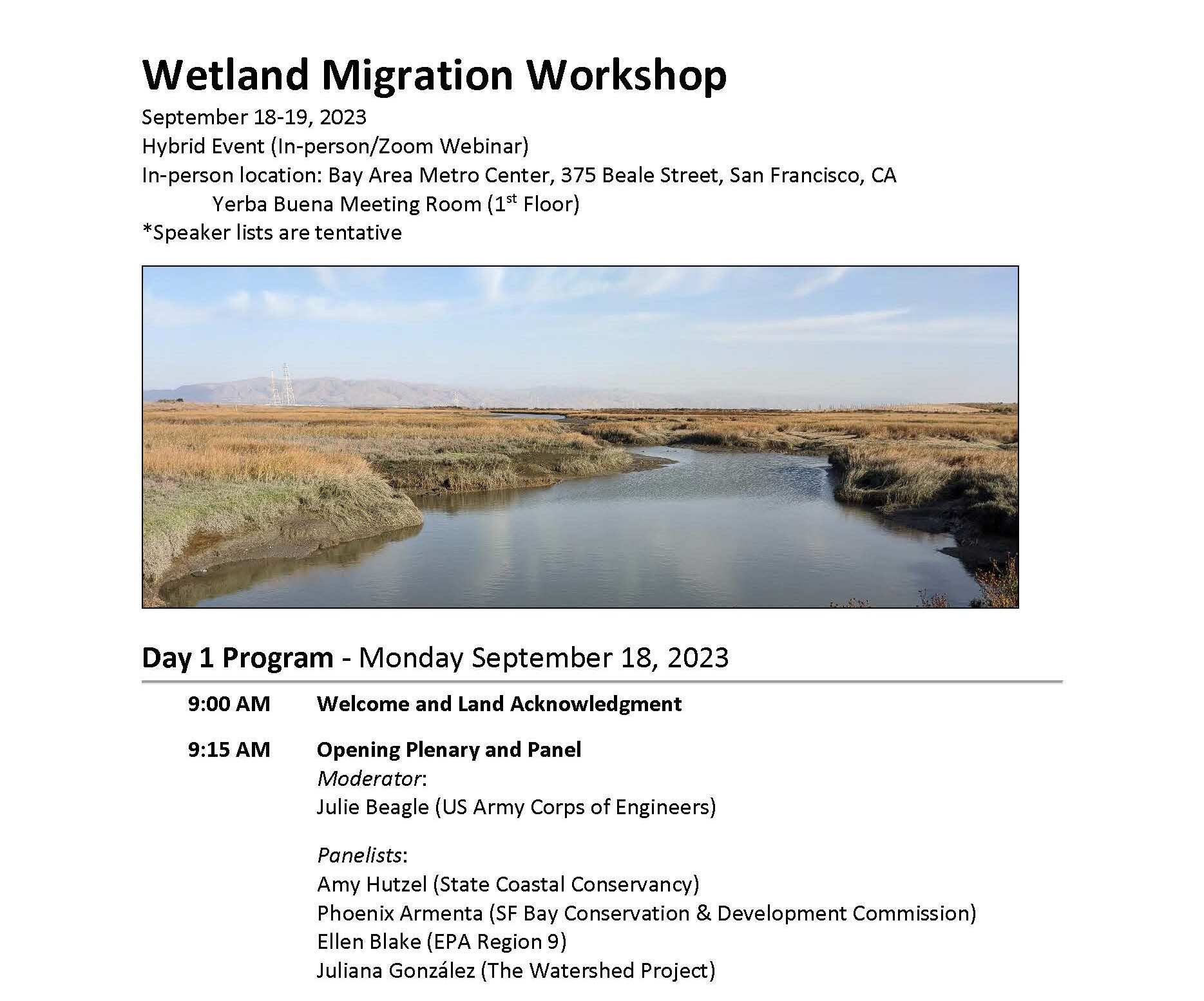 Wetland Migration Workshop Program